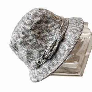 Kangol Wool Herringbone Fedora Hat Gray Medium